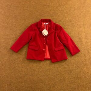 Patachou Toddler 2Y Red Winter Woven Button Front Blazer Jacket NWT